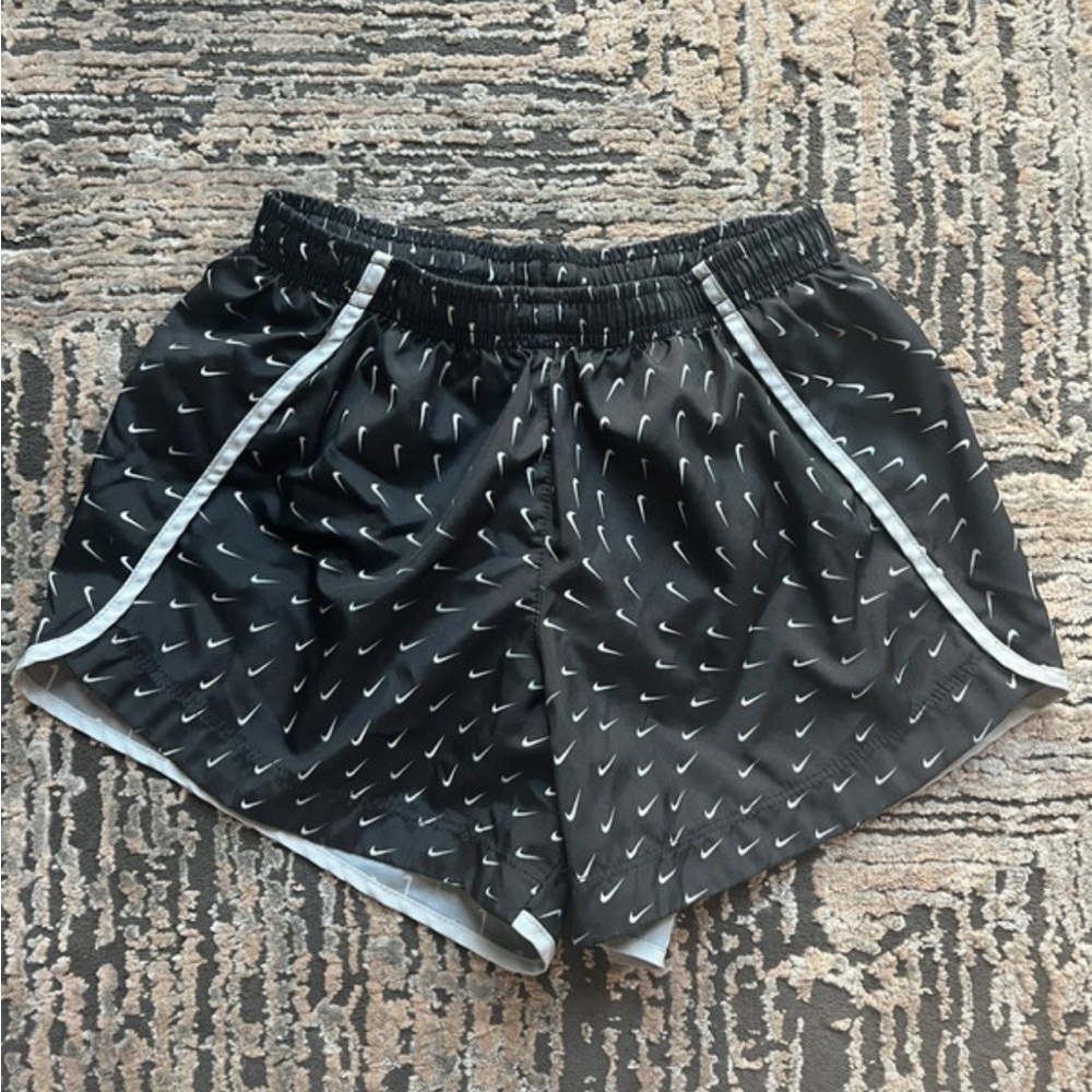 Nike Black and White Athletic Shorts with Elastic Waistband
